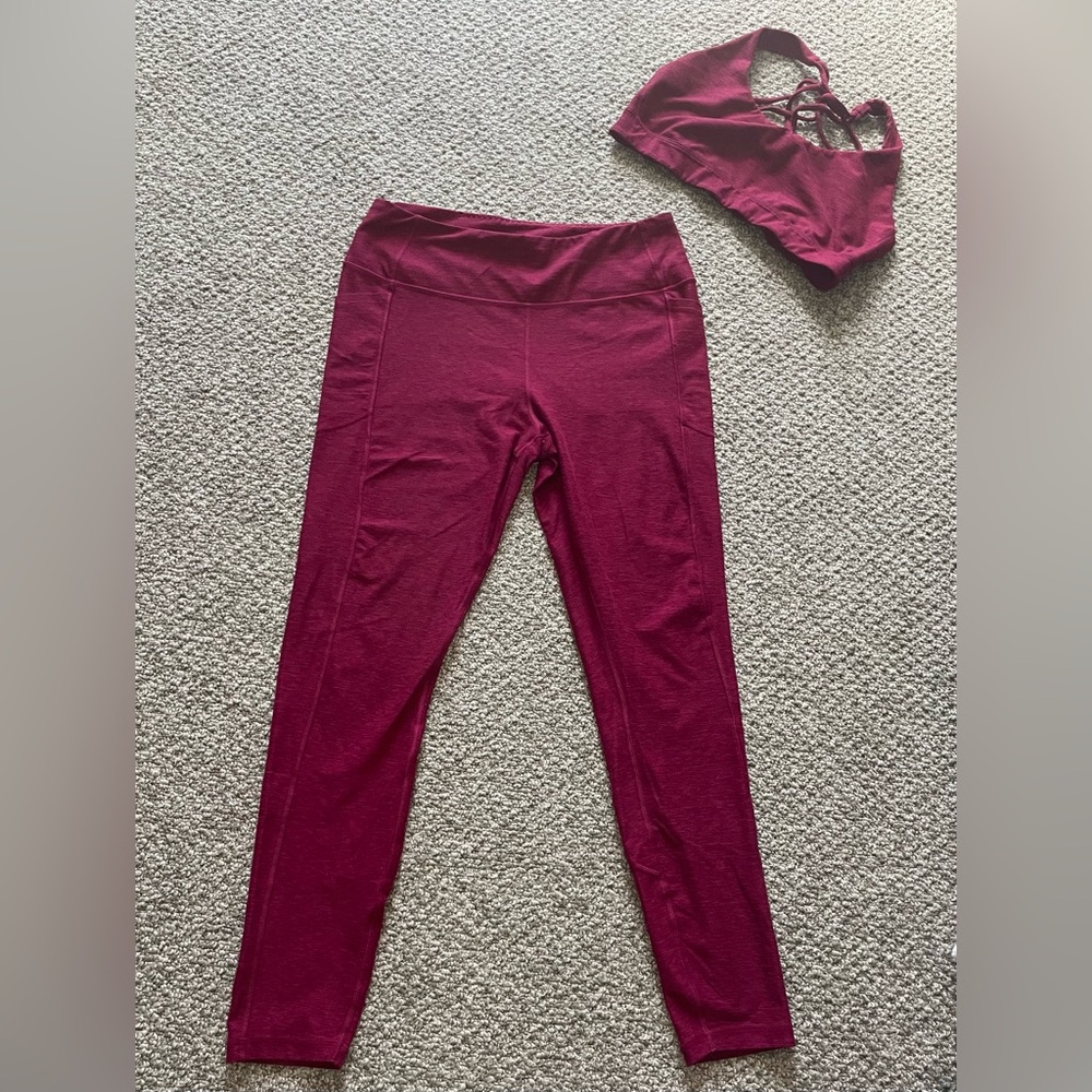 Victoria's Secret On Point Flow Leggings and Bra Set in Deep Pink